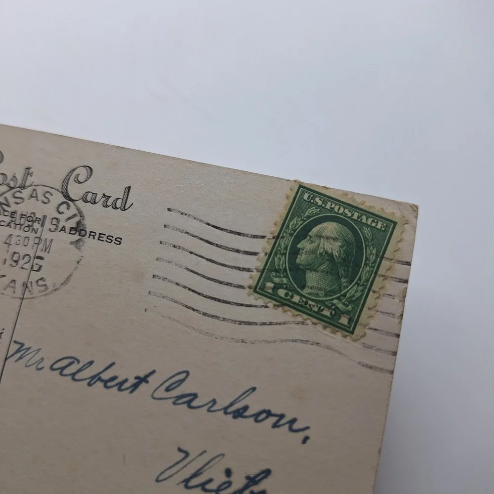 Antique Postcard Kansas City‎ 1925 Birthday Message US Postage Stamp